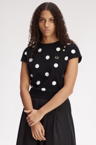 FRED PERRY SG3107 102 FLOCKED MAJICA BLACK