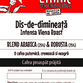 CAFEA proaspat prajita si macinata "Dis#de#dimineata" 25% Arabica & 75% Robusta 500g plic