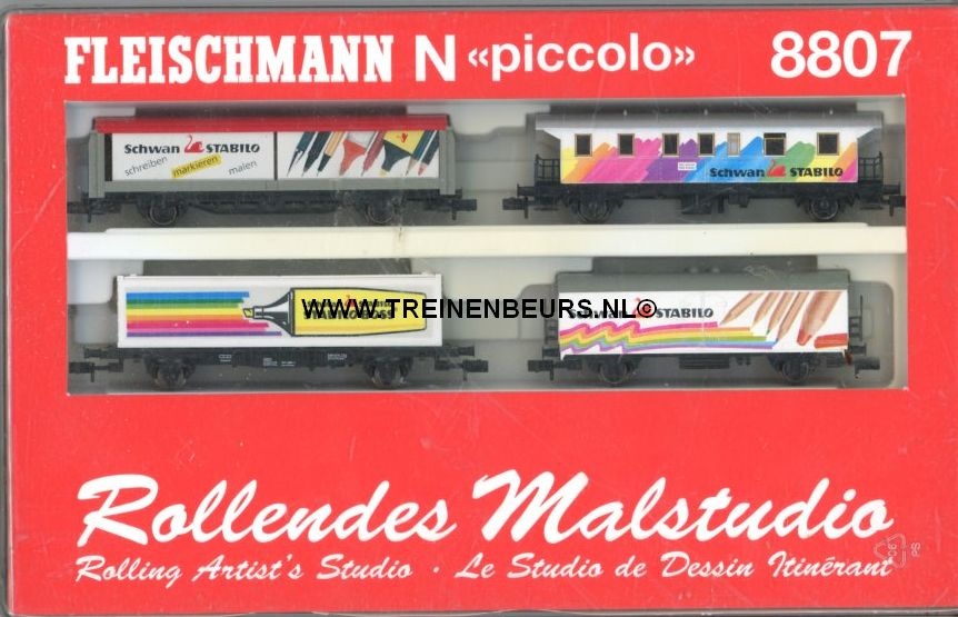 Fleischmann SCHWAN-STABILO カラフルな文房具メーカーの貨車 4両セット HOゲージ スワン スタビロ フライッシュマン Fleischmann 8807 Schwann Stabilo Boss 2 scuifwand, 1 gesloten, 1