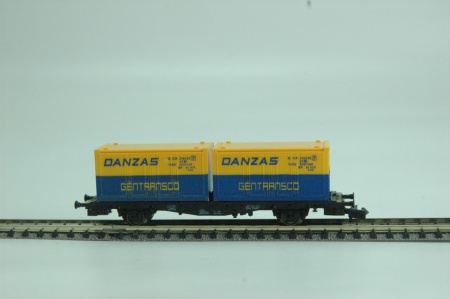 Fleischmann 8333 Containerwagen met 2 20' DANZAS comtainers gebruikt N (1:160) OVP