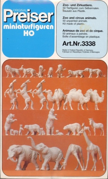 PREISER 16338 Circusdierten 50 stuks onbeschilderd