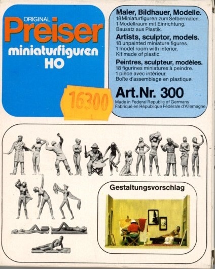 PREISER 16300 Schilder, beeldhouwer, modellen (18 figuren) ongeschilderd
