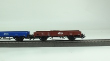 Märklin 44333 Set drie lage bakwagens NS grijs/bruin/blauw gebruikt - Img 3