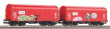 PIKO 58257 Set van 2 huifwagens V+CAIG met graffiti