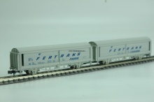 Fleischmann 988335K Twee gekoppelde schuifwandwagens FERTRANS NIEUW N (1:160) OVP