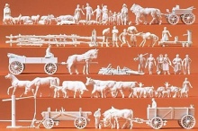 PREISER 16327 Landbouw ongeschilderd 60 figuren 43 accessoires