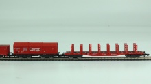 Märklin 82500 Vier wagens DB CARGO, EAOS Dm zijlosser, rongenwaqgen en huifwagen