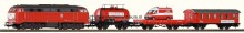 PIKO 57153 Analoge startset: BR180 diesellok, 3 brandweer wagens, railovaal zonder bedding, trado en regelapparaat