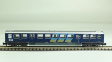 Minitrix 13120 Rijtuig plan E NS NS plan E blauw met reclamestrepen CHOCOMEL gebruikt OVP