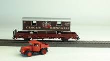 Märklin 46825 Lage boordwagen met woonwagen Circus Boncalli NIEUW