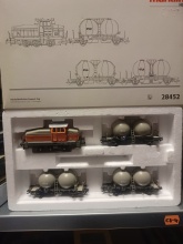 Märklin 28254 Diesellok en 3 bollenwagens Railbouw Leerdam
