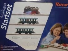 Roco 51142 Stoomlok BR80 met twee rijtuigen Geoline ovaalm regelapparaat en trafo