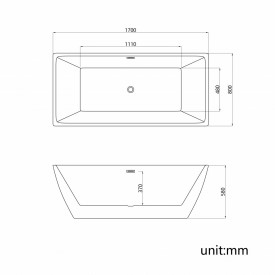 Cada acril freestanding dreapta CALYPSO 170x80cm
