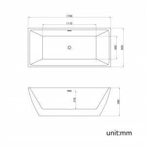 Cada acril freestanding dreapta CALYPSO 170x80cm - Img 3