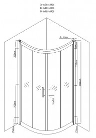 Cabina de dus semirotunda Round 90x90cm, sticla securizata, profil crom - Img 2
