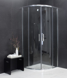 Cabina de dus semirotunda Round 90x90cm, sticla securizata, profil crom - Img 3