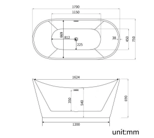 CADA ACRIL FREESTANDING OVALA JUNO 170X75 - Img 3