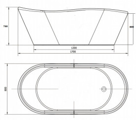 Cada acril freestanding ovala VENUS 170x80 cm