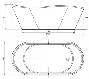 Cada acril freestanding ovala VENUS 170x80 cm - Img 3