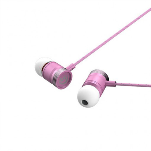 Casti audio cu functie de hans-free, in-ear, Authentic Sound SMS-CJ03, conector jack standard de 3.5mm, roz-auriu