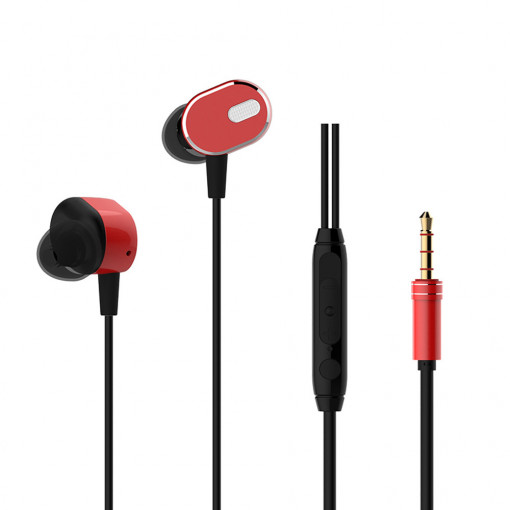 Casti audio magnetice, in-ear, SMS-CK09, conector jack standard de 3.5mm, rosu