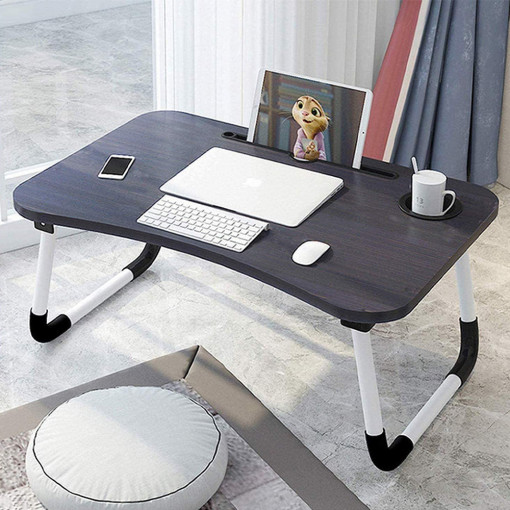 Masuta stand laptop multifunctionala Grunberg, MDF si metal, gri - negru