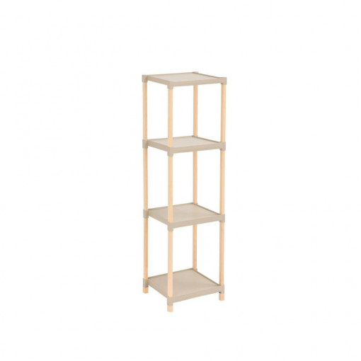 Raft modular universal, etajera 4 polite, lemn si plastic, 100x26x25 cm