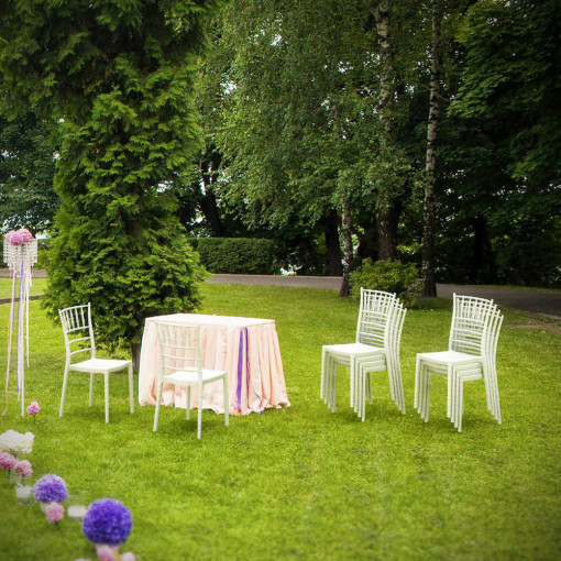 Set 4 scaune evenimente Klasik, interior - exterior, alb