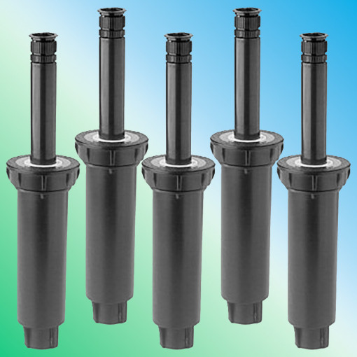 Set de 5 aspersoare rotative telescopice pt. irigatii, de 1/2'', inaltare 12 cm, unghi 30-360 grade