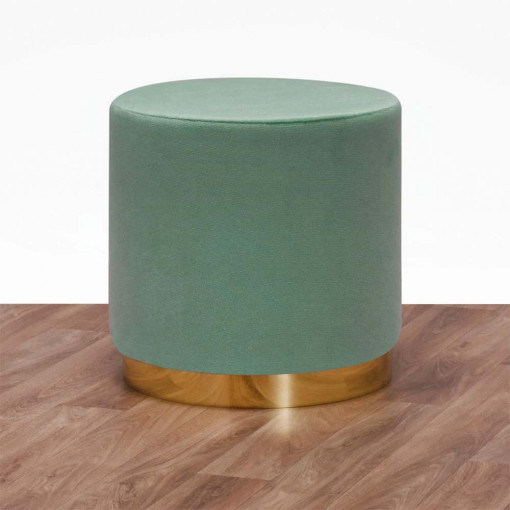 Taburet cilindric tapitat Barok, verde deschis