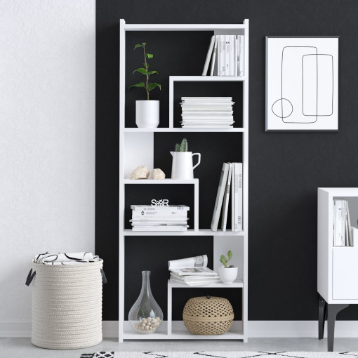 Biblioteca Saratoga, culoare alba, 60 X 150 X 15 cm