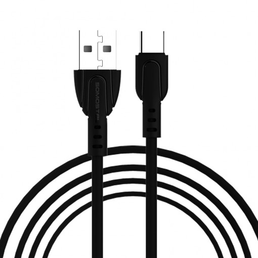 Cablu incarcare/transfer rapid, Powerline SMS-BP01 USB - Type-C, negru