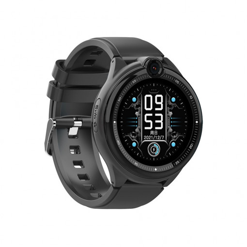 Ceas smartwatch copii cu GPS si slot SIM, rezistent la apa, Efour Tech FG-33, negru