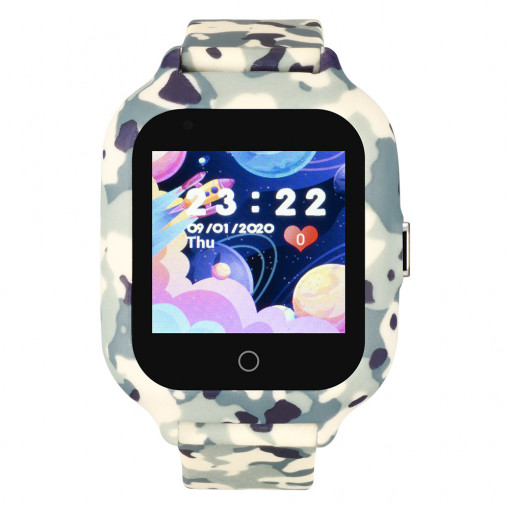 Ceas smartwatch copii cu GPS si slot SIM, rezistent la apa, Efour Tech FG-15, Camo gri