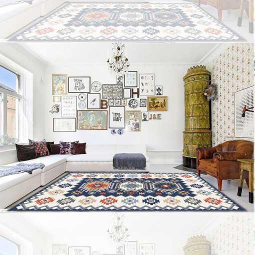 Covor traditional antiderapant Albastru, 80x150cm