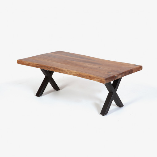 Masa din lemn masiv - nuc, cu picioare metalice, 200 x 100 x 75 cm
