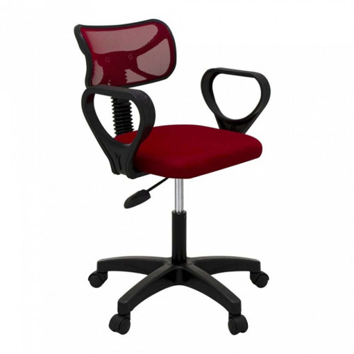 Scaun birou ergonomic, Buse, rotativ, reglabil, spatar cu plasa, rosu