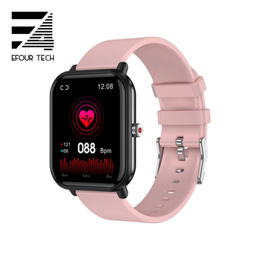 Ceas smartwatch, ritm cardiac, tensiune arteriala, oxigen sange, GPS, Efour Tech Q9Pro, roz
