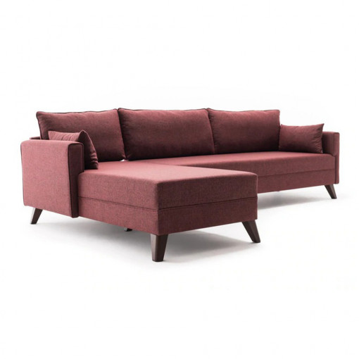 Coltar cu sezlong stanga Bella, bordo, 275 x 85 x 165 cm