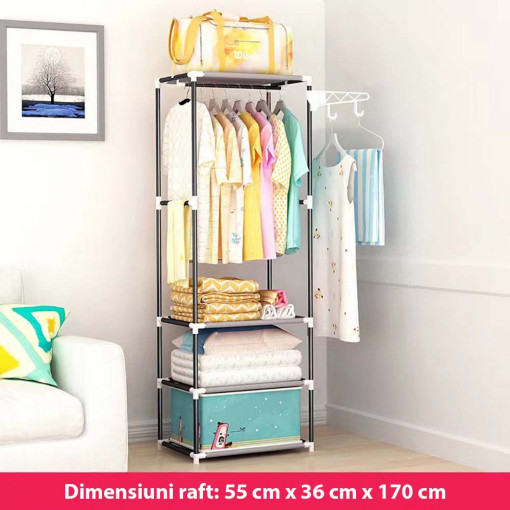 Dulap de haine cu 2 rafturi si bara de umerase Asos, negru
