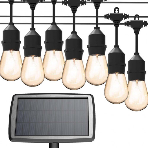 Ghirlanda luminoasa Inovative, alimentare solara, 5 metri, 10 becuri LED cu filament 3W, IP44