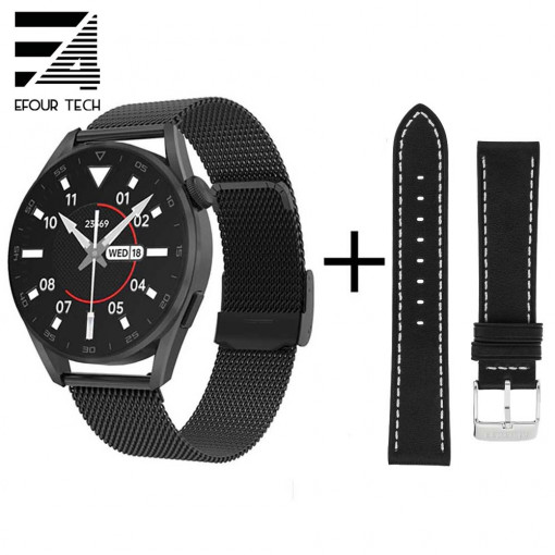 Smartwatch Efour Tech DT3 PRO + cadou curea de piele, negru, limba romana