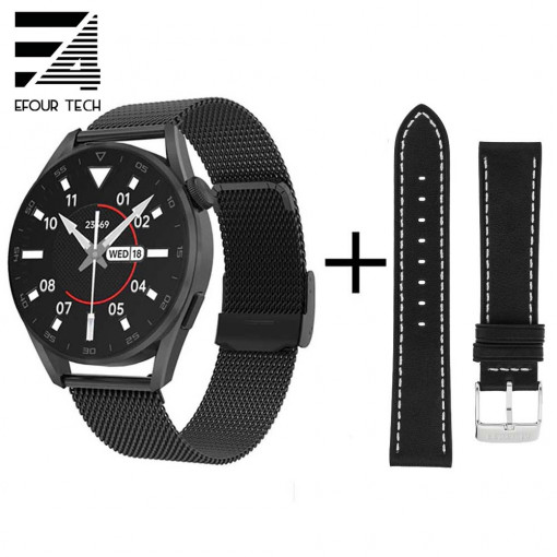Smartwatch Efour Tech DT3 PRO + cadou curea de piele, negru