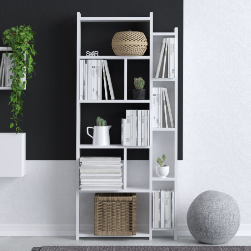 Biblioteca Delia, culoare alba, 60 X 150 X 15 cm
