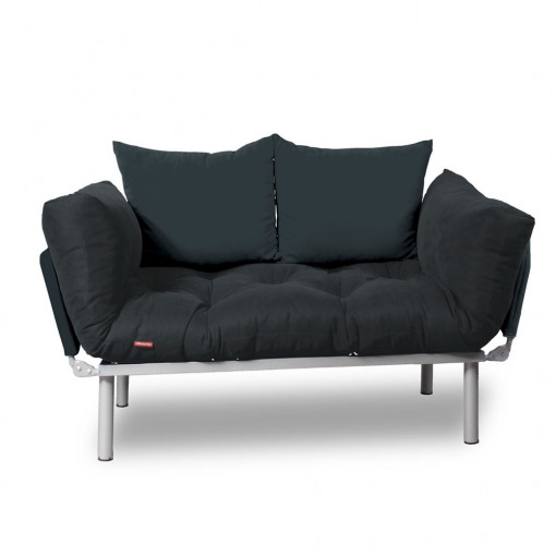 Canapea extensibila 2 locuri cadru inox, Smoke cu perne inluse
