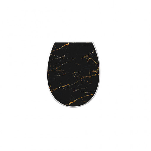 Capac WC toaleta universal, polipropilena, cadere standard, negru marmorat