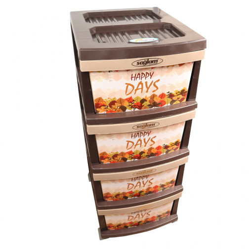 Dulap plastic universal pentru depozitare, cu 4 sertare, model Happy Days
