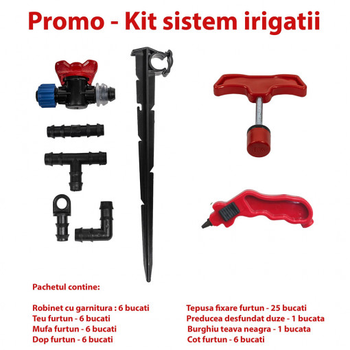 Set accesorii furtun irigare prin picurare, 63 piese