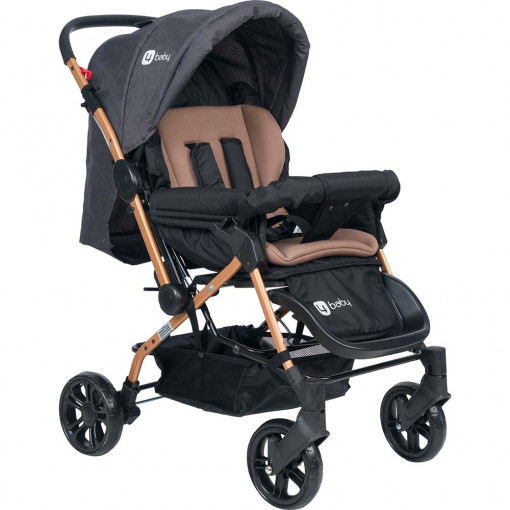 Carucior copii cu maner reversibil, pliabil, spatar reglabil si rabatabil, Olympus 361, gri antracit