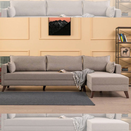 Coltar cu sezlong dreapta Bella, crem, 275 x 85 x 165 cm